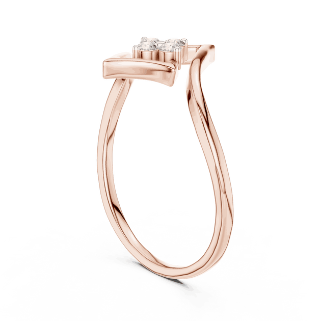 14K Rose Gold Diamond Ring featuring Star Frame Bypass Cluster style with Polished finish for women - Perfect Gift for Her - Side View