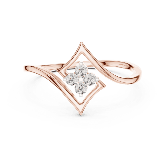 14K Rose Gold Diamond Ring featuring Star Frame Bypass Cluster style with Polished finish for women - Perfect Gift for Her - Top View