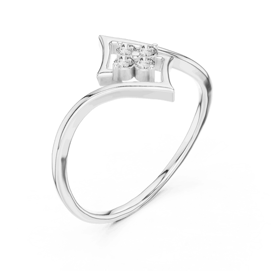 14K White Gold Diamond Ring featuring Star Frame Bypass Cluster style with Polished finish for women - Perfect Gift for Her - Angled View