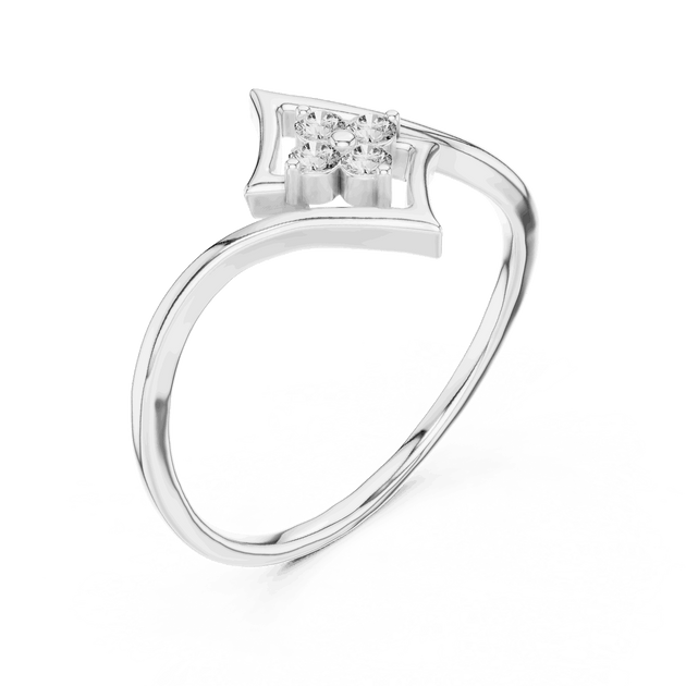 14K White Gold Diamond Ring featuring Star Frame Bypass Cluster style with Polished finish for women - Perfect Gift for Her - Angled View