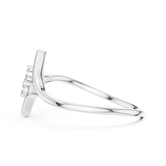 14K White Gold Diamond Ring featuring Star Frame Bypass Cluster style with Polished finish for women - Perfect Gift for Her - Angled View 2