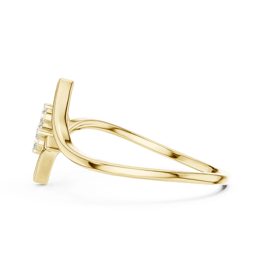 14K Yellow Gold Diamond Ring featuring Star Frame Bypass Cluster style with Polished finish for women - Perfect Gift for Her - Angled View 2