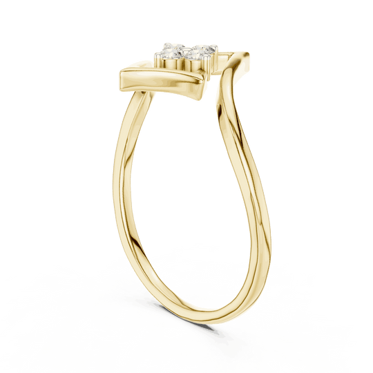 14K Yellow Gold Diamond Ring featuring Star Frame Bypass Cluster style with Polished finish for women - Perfect Gift for Her - Side View