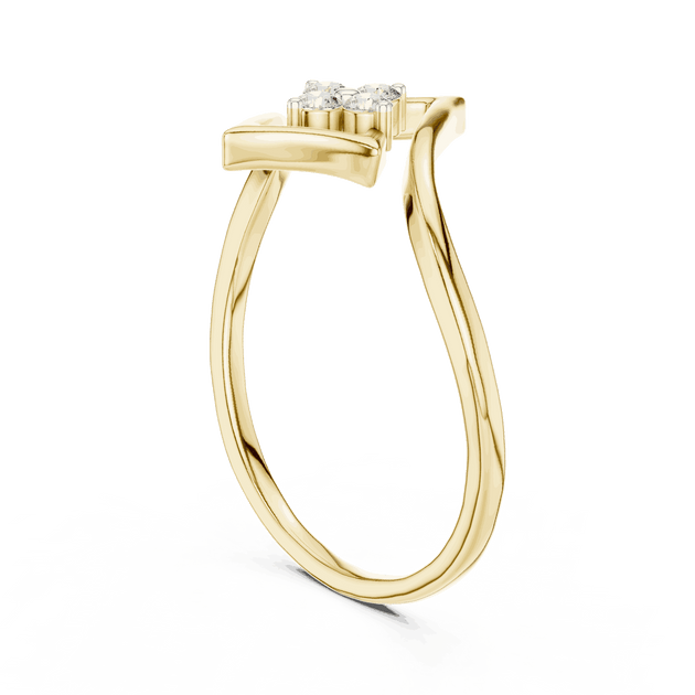 14K Yellow Gold Diamond Ring featuring Star Frame Bypass Cluster style with Polished finish for women - Perfect Gift for Her - Side View