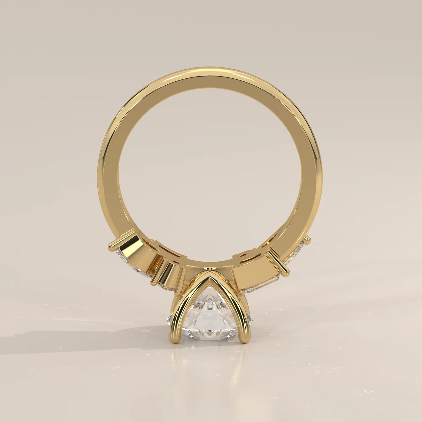 Front View: Round Diamond Ring with Prong Setting in Yellow Gold – Lab Grown – Driona Jewels