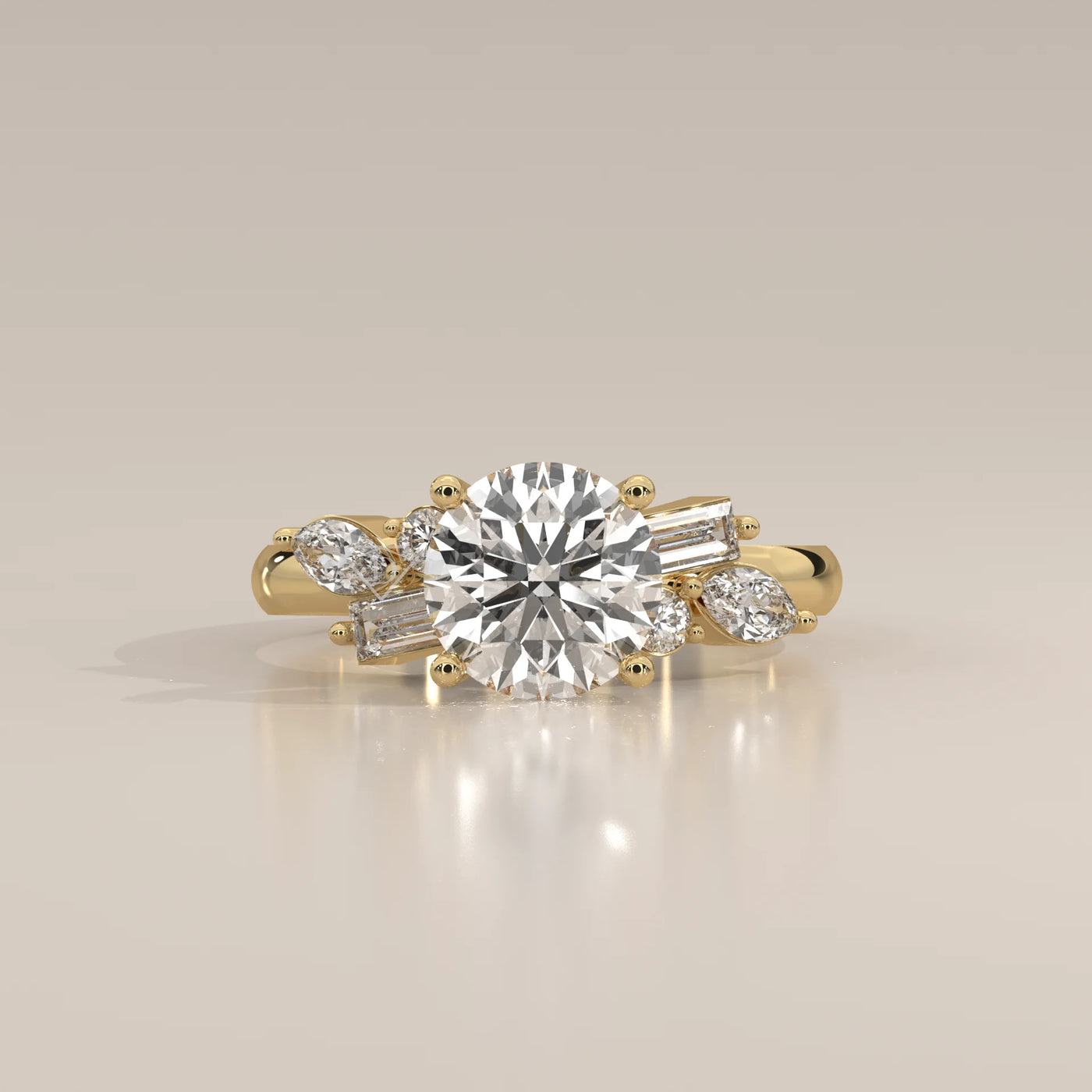 Side Profile: Round Diamond Ring with Prong Setting in Yellow Gold – Lab Grown – Driona Jewels