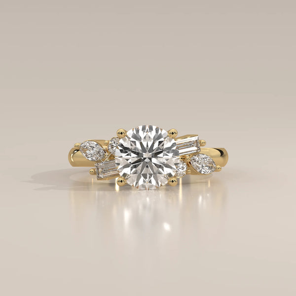 Side Profile: Round Diamond Ring with Prong Setting in Yellow Gold – Lab Grown – Driona Jewels