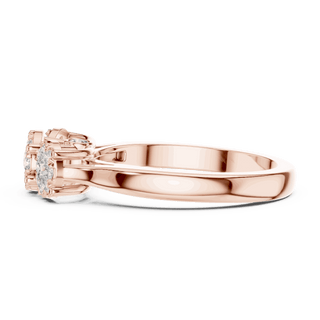 10K Rose Gold Diamond Engagement Ring featuring Trilogy Cluster Three-Stone style with Polished finish for women - Perfect Bridal & Anniversary Gift - Side View
