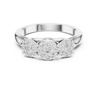 14K White Gold Diamond Engagement Ring featuring Trilogy Cluster Three-Stone style with Polished finish for women - Perfect Bridal & Anniversary Gift - Front View