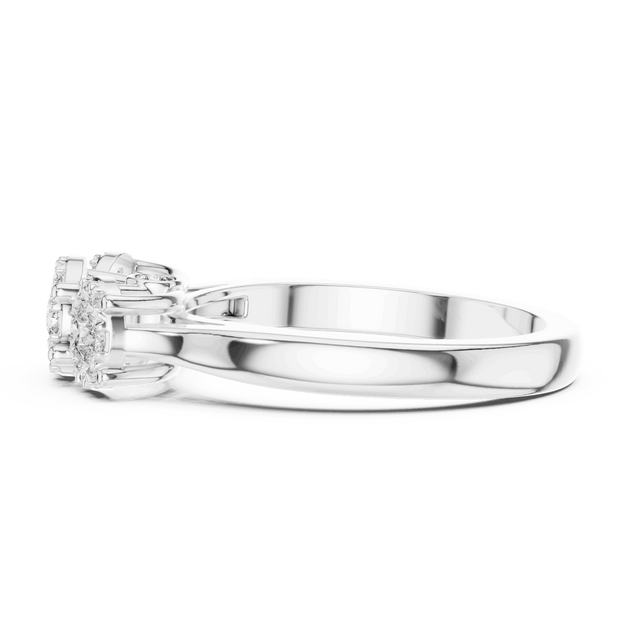 14K White Gold Diamond Engagement Ring featuring Trilogy Cluster Three-Stone style with Polished finish for women - Perfect Bridal & Anniversary Gift - Side View