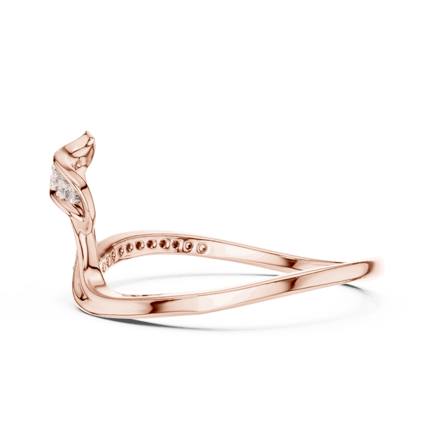 14K Rose Gold Diamond Ring featuring Wave Bypass Pave style with Polished finish for women - Perfect Gift for Her - Angled View 2