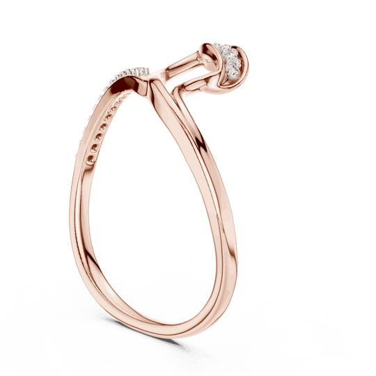 14K Rose Gold Diamond Ring featuring Wave Bypass Pave style with Polished finish for women - Perfect Gift for Her - Side View