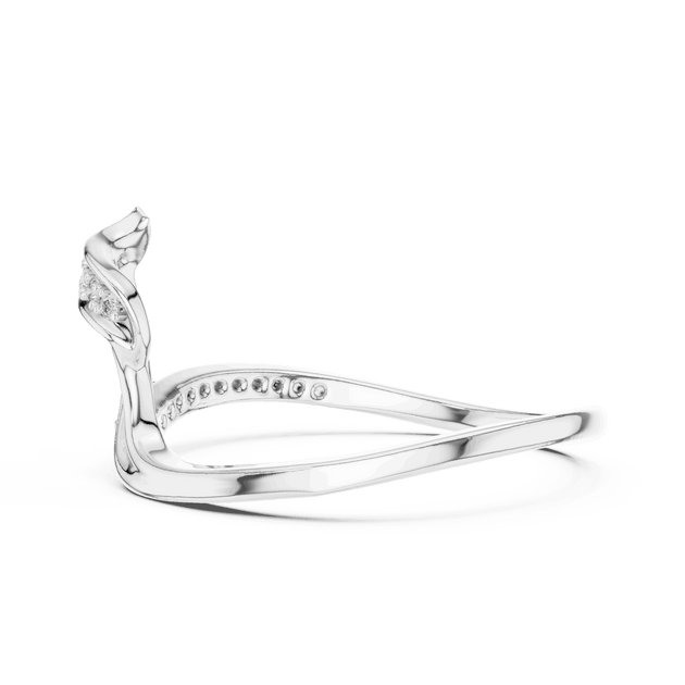 14K White Gold Diamond Ring featuring Wave Bypass Pave style with Polished finish for women - Perfect Gift for Her - Angled View 2