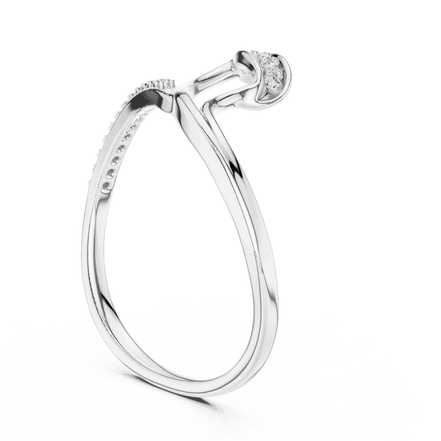 14K White Gold Diamond Ring featuring Wave Bypass Pave style with Polished finish for women - Perfect Gift for Her - Side View