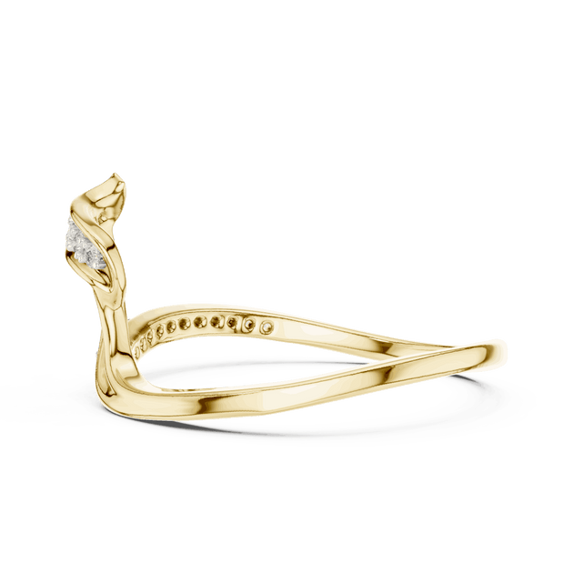 14K Yellow Gold Diamond Ring featuring Wave Bypass Pave style with Polished finish for women - Perfect Gift for Her - Angled View 2