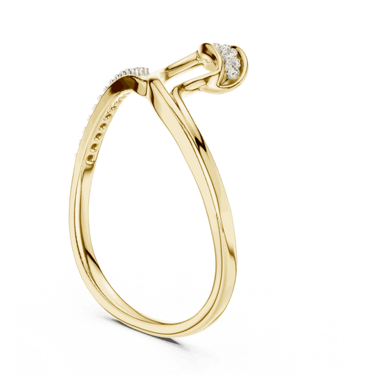 14K Yellow Gold Diamond Ring featuring Wave Bypass Pave style with Polished finish for women - Perfect Gift for Her - Side View