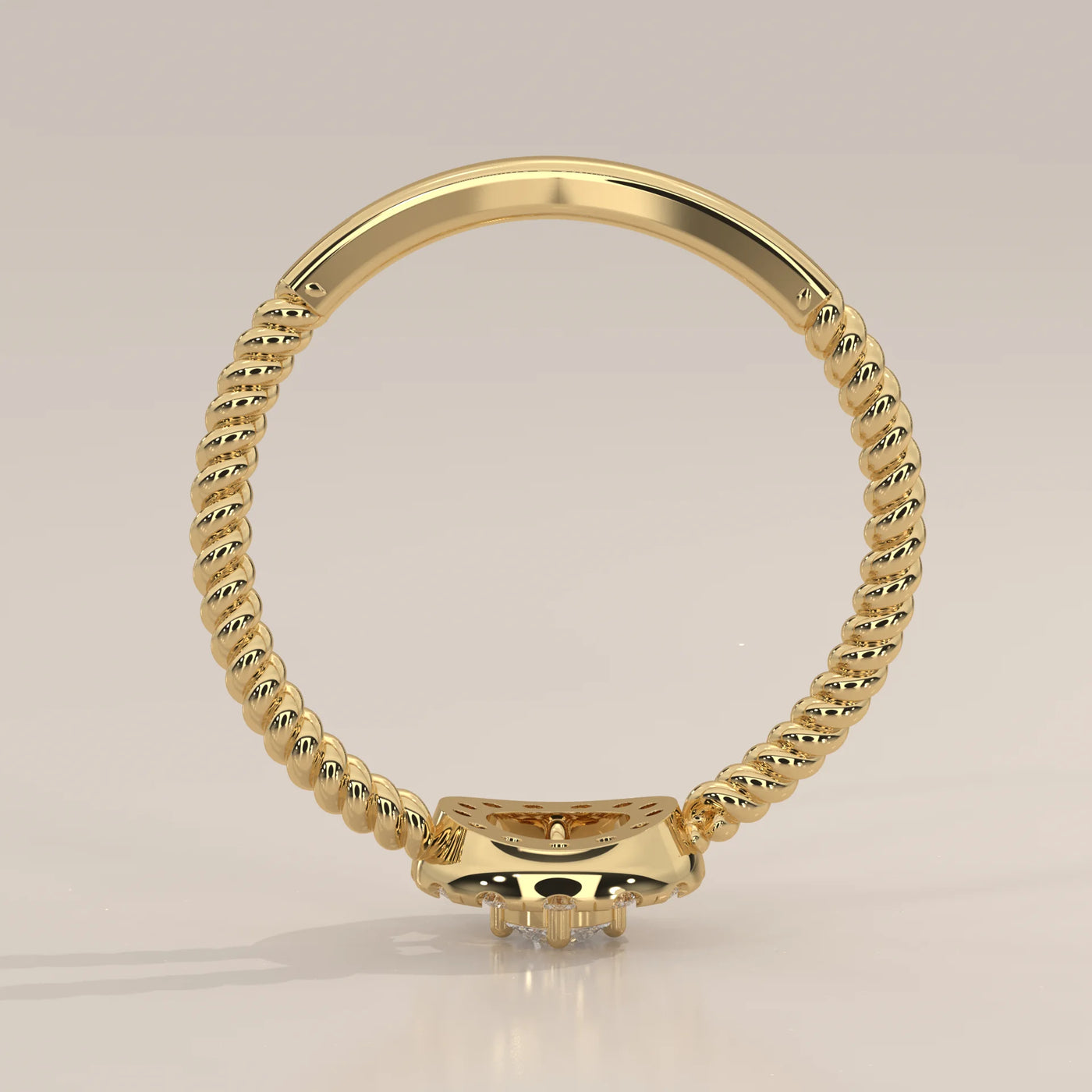Front View: Round Diamond Ring with Halo Setting in Yellow Gold – Lab Grown – Driona Jewels