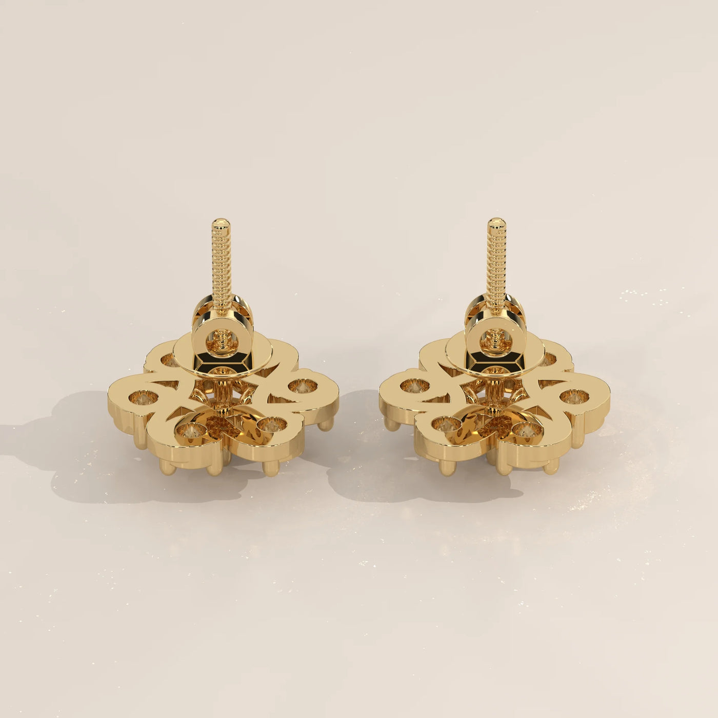 Side Profile: Round Diamond Stud Earrings with Cluster Setting in Yellow Gold – Lab Grown – Driona Jewels