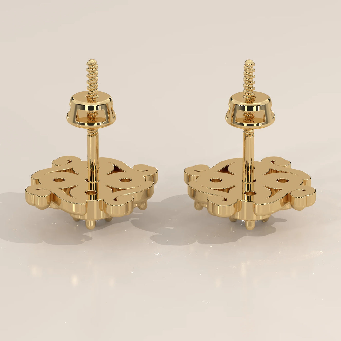 Side Profile: Round Diamond Stud Earrings with Cluster Setting in Yellow Gold – Lab Grown – Driona Jewels