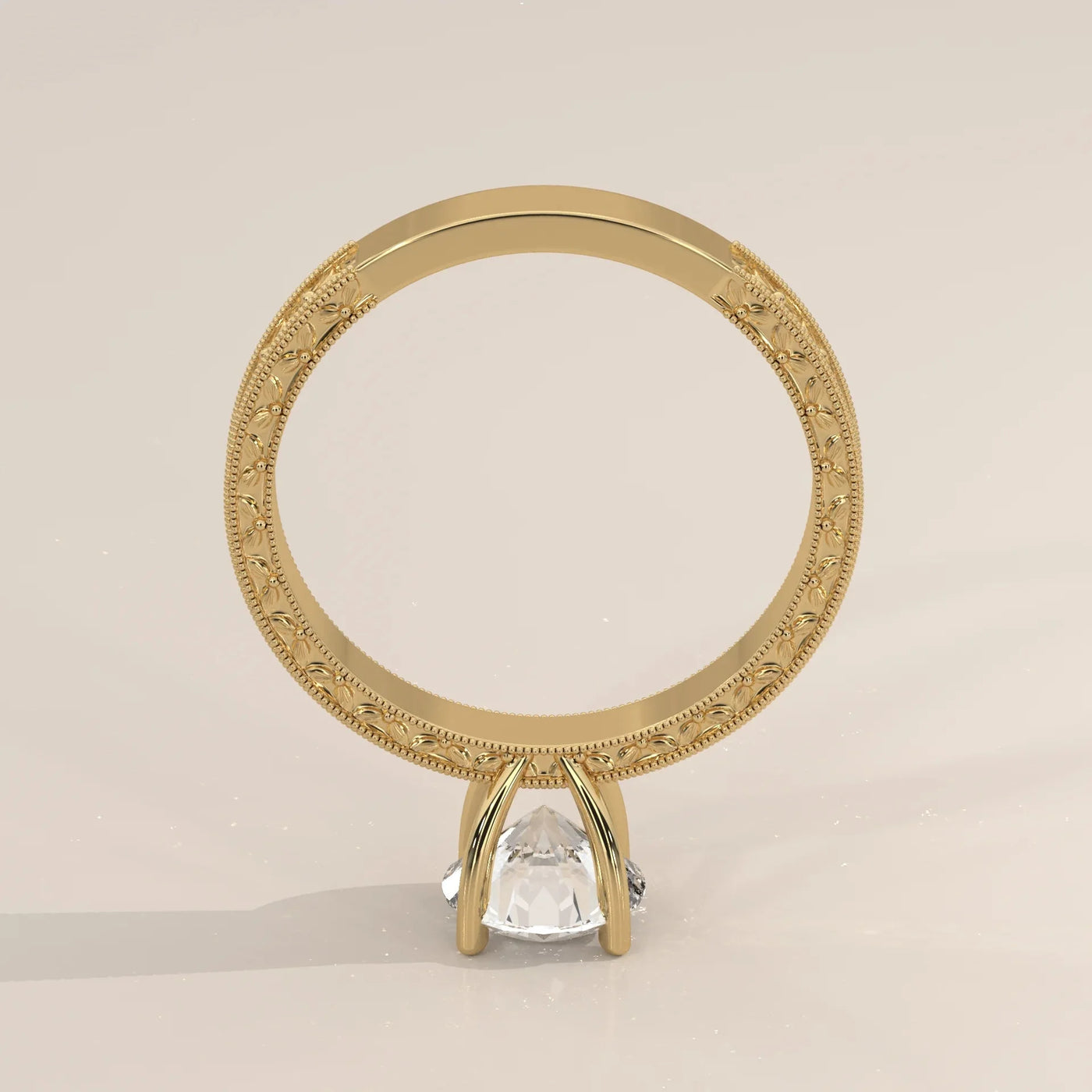Side Profile: Round Diamond Ring with Solitaire Setting in Yellow Gold – Lab Grown – Driona Jewels