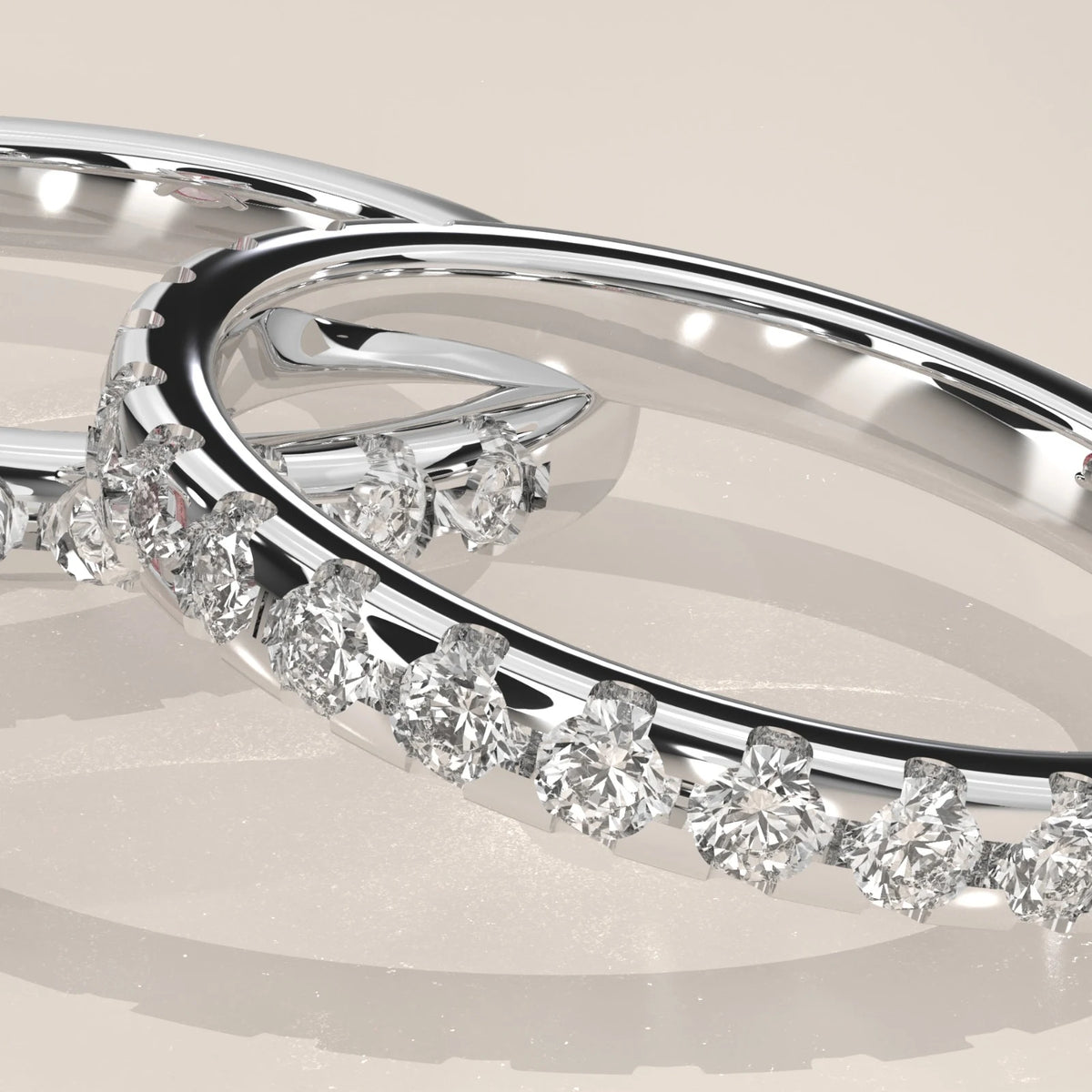 Band close-up: Round Diamond Matching Wedding Band with Claw Setting in Platinum – Lab Grown – Driona Jewels