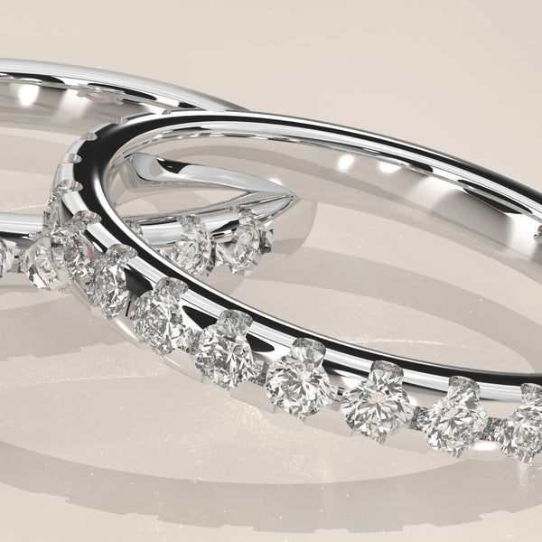 Band close-up: Round Diamond Matching Wedding Band with Claw Setting in Platinum – Lab Grown – Driona Jewels