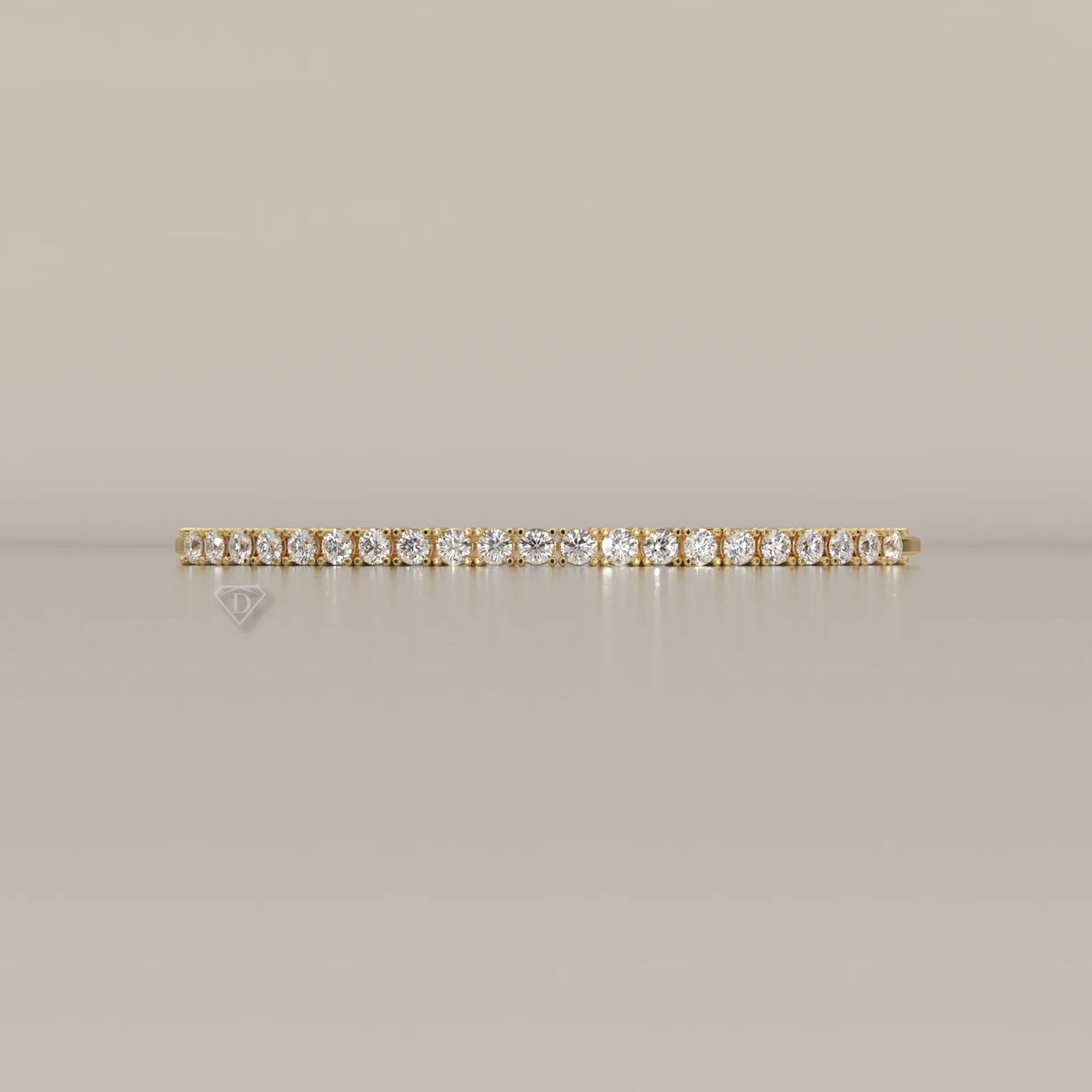 Round Lab Grown Diamond Open Cuff Bracelet with Ball Ends in yellow gold, photographed head-on.