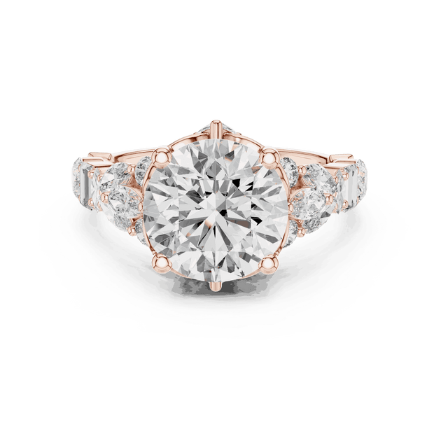 Round Cut Lab-Grown Diamond Cluster Ring in Solid Gold