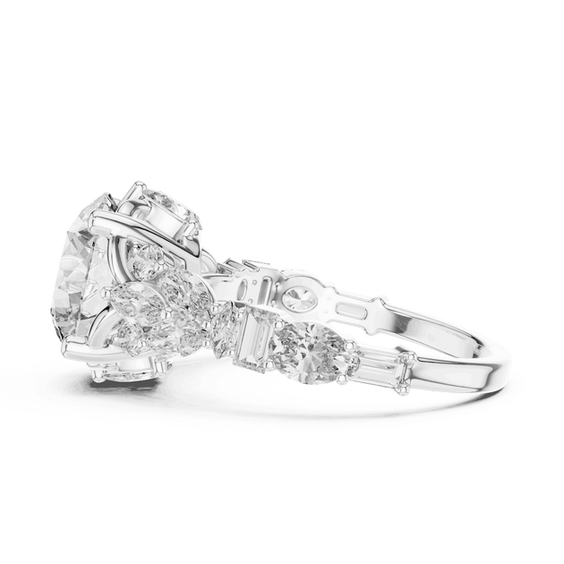 Round Cut Lab-Grown Diamond Cluster Ring in Solid Gold