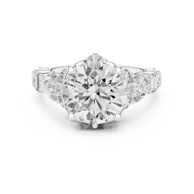 Round Cut Lab-Grown Diamond Cluster Ring in Solid Gold