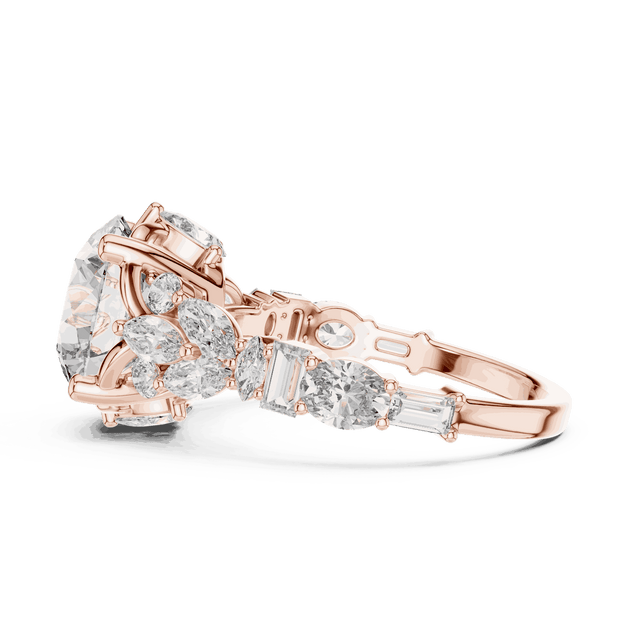 Round Cut Lab-Grown Diamond Cluster Ring in Solid Gold