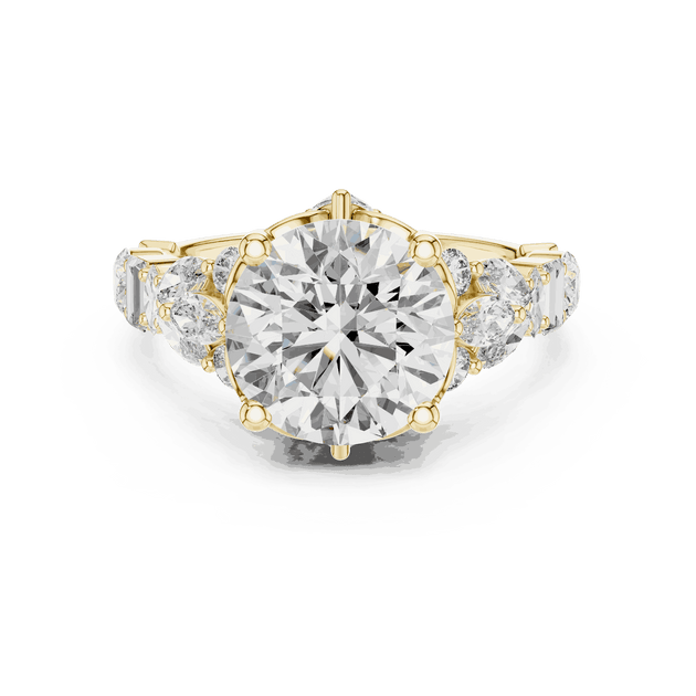 Round Cut Lab-Grown Diamond Cluster Ring in Solid Gold