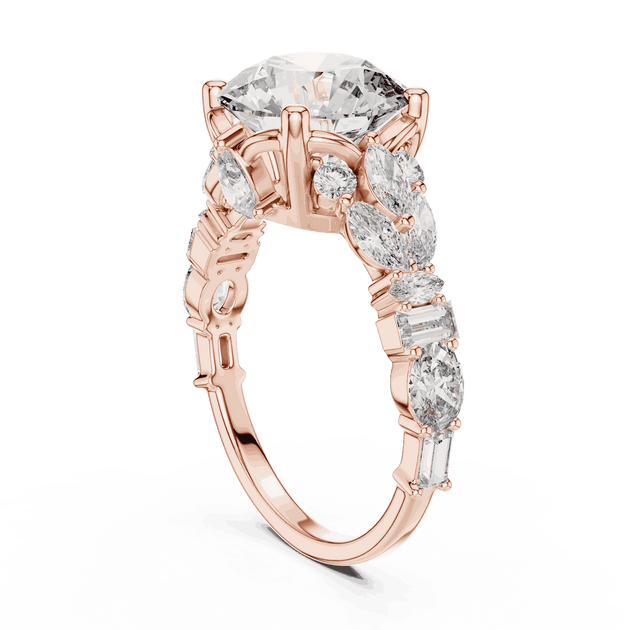 Round Cut Lab-Grown Diamond Cluster Ring in Solid Gold