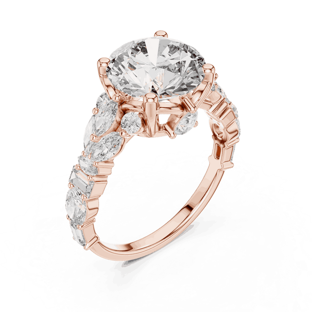 Round Cut Lab-Grown Diamond Cluster Ring in Solid Gold