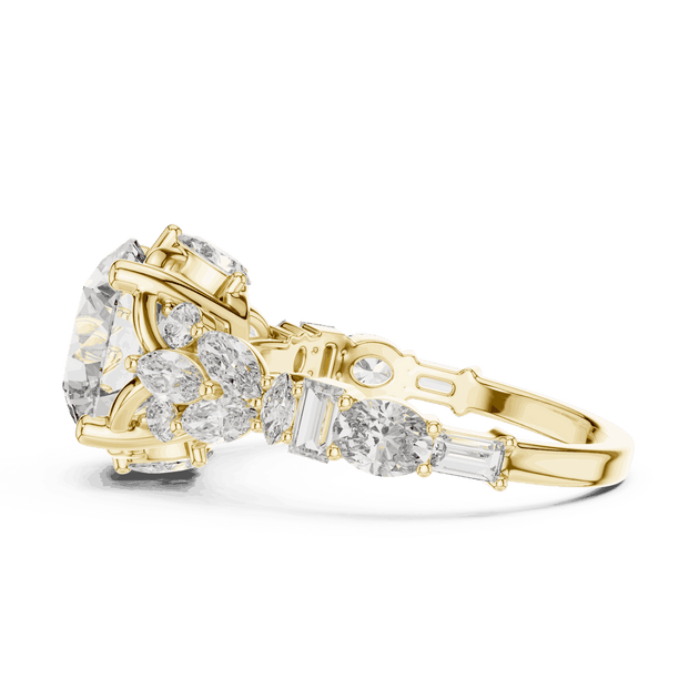 Round Cut Lab-Grown Diamond Cluster Ring in Solid Gold