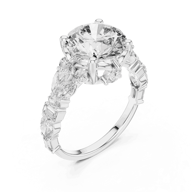 Round Cut Lab-Grown Diamond Cluster Ring in Solid Gold