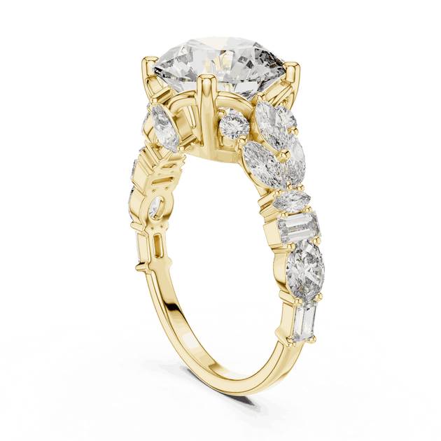 Round Cut Lab-Grown Diamond Cluster Ring in Solid Gold