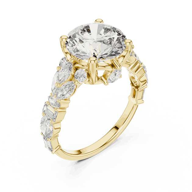 Round Cut Lab-Grown Diamond Cluster Ring in Solid Gold