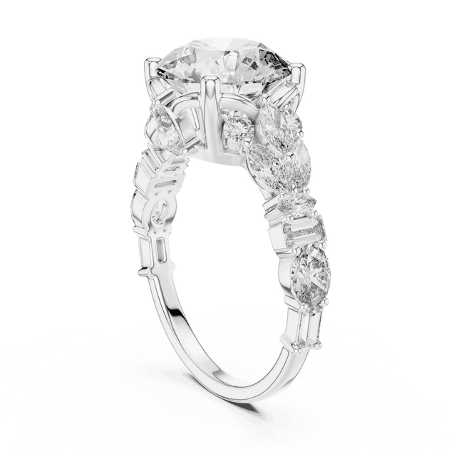 Round Cut Lab-Grown Diamond Cluster Ring in Solid Gold