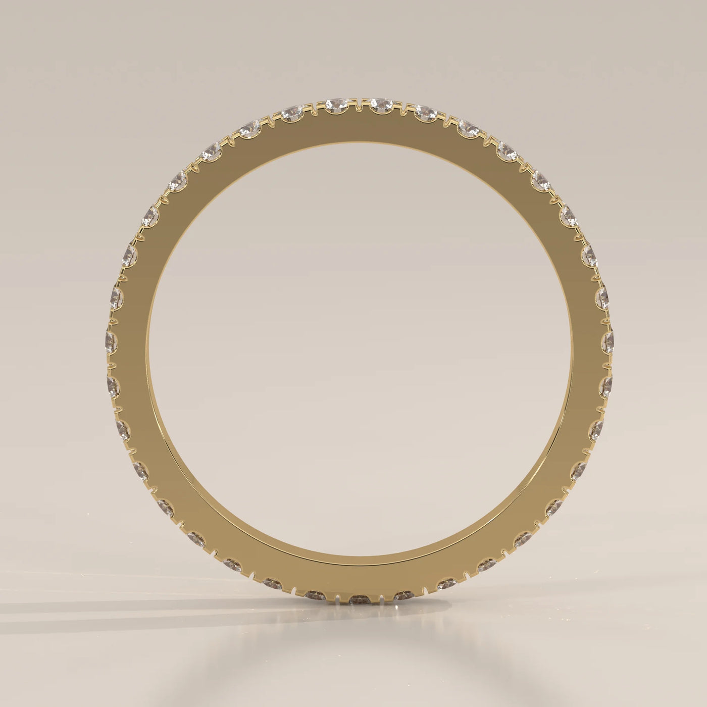 Front View: Round Diamond Eternity Band with Pavé Setting in Yellow Gold – Lab Grown – Driona Jewels
