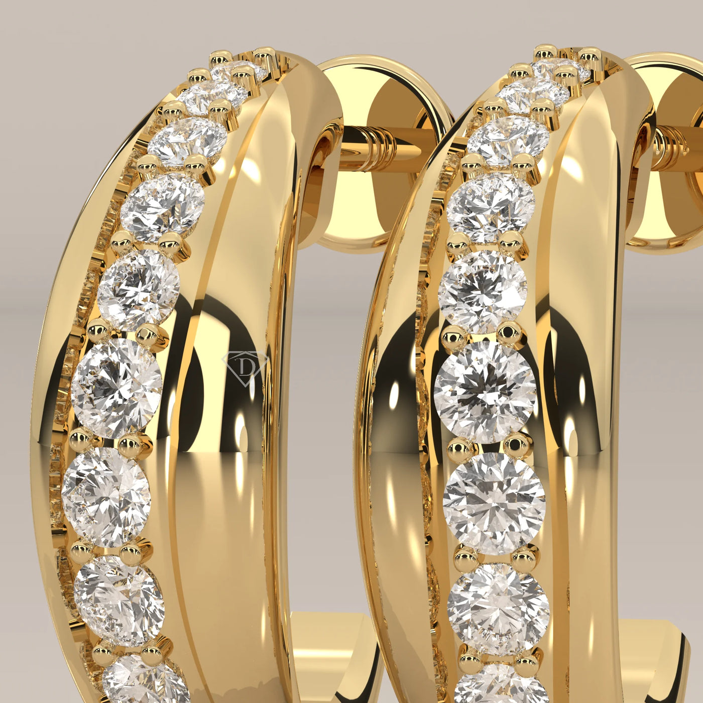Stone Detail: Round Lab Grown Diamonds in Pavé Setting – Yellow Gold – Driona Jewels