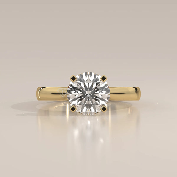 Side Profile: Round Diamond Engagement Ring with Solitaire Setting in Yellow Gold – Lab Grown – Driona Jewels
