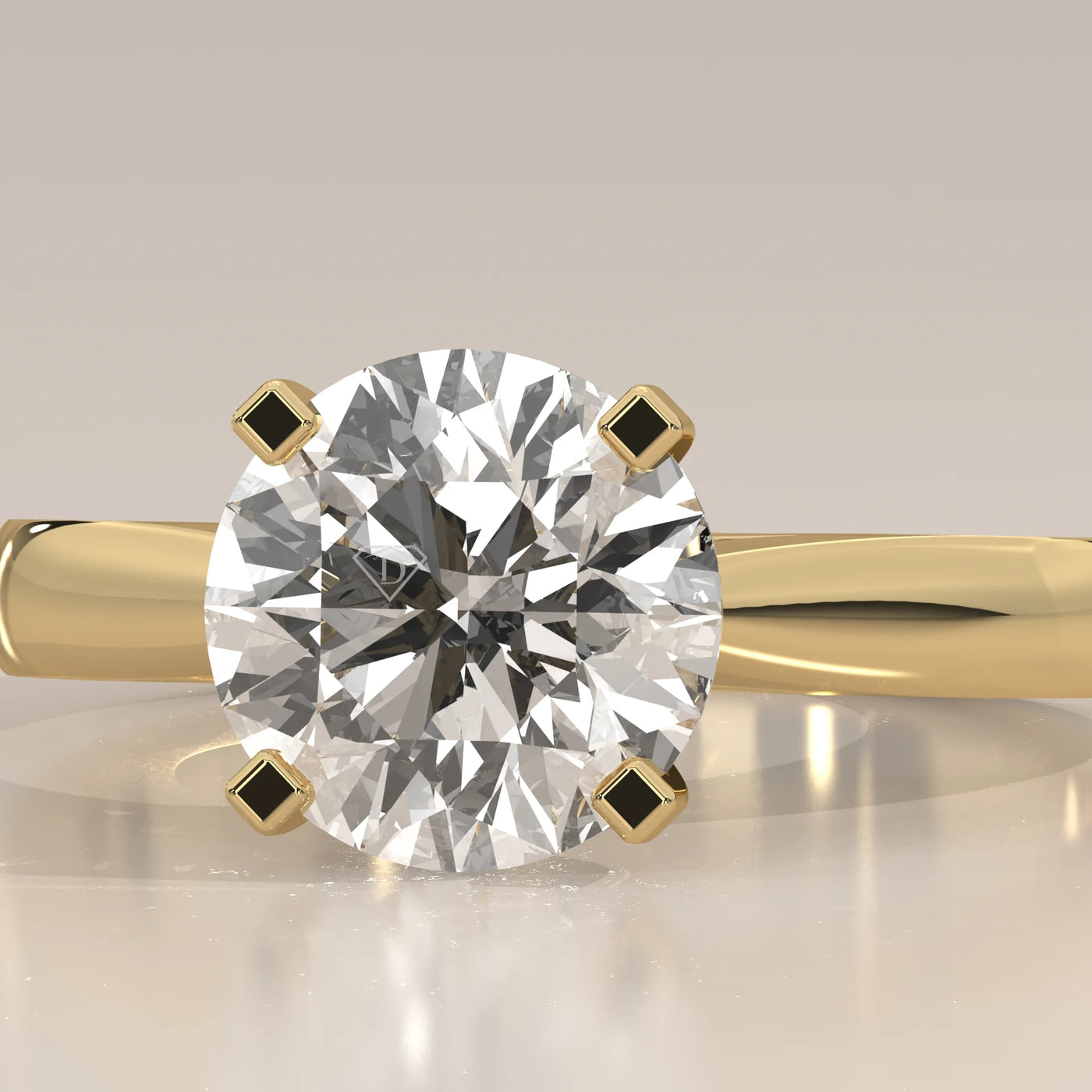 Stone Detail: Round Lab Grown Diamonds in Solitaire Setting – Yellow Gold – Driona Jewels