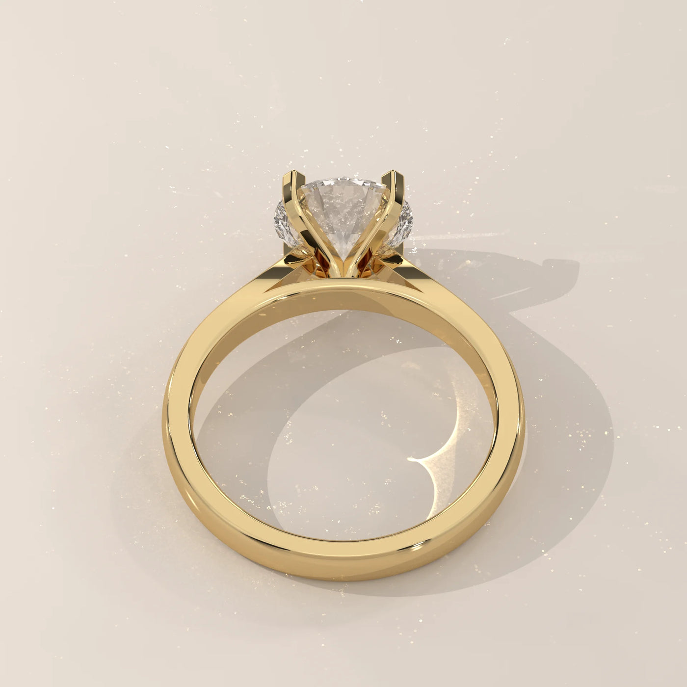 Top View: Round Diamond Engagement Ring with Solitaire Setting in Yellow Gold – Lab Grown – Driona Jewels