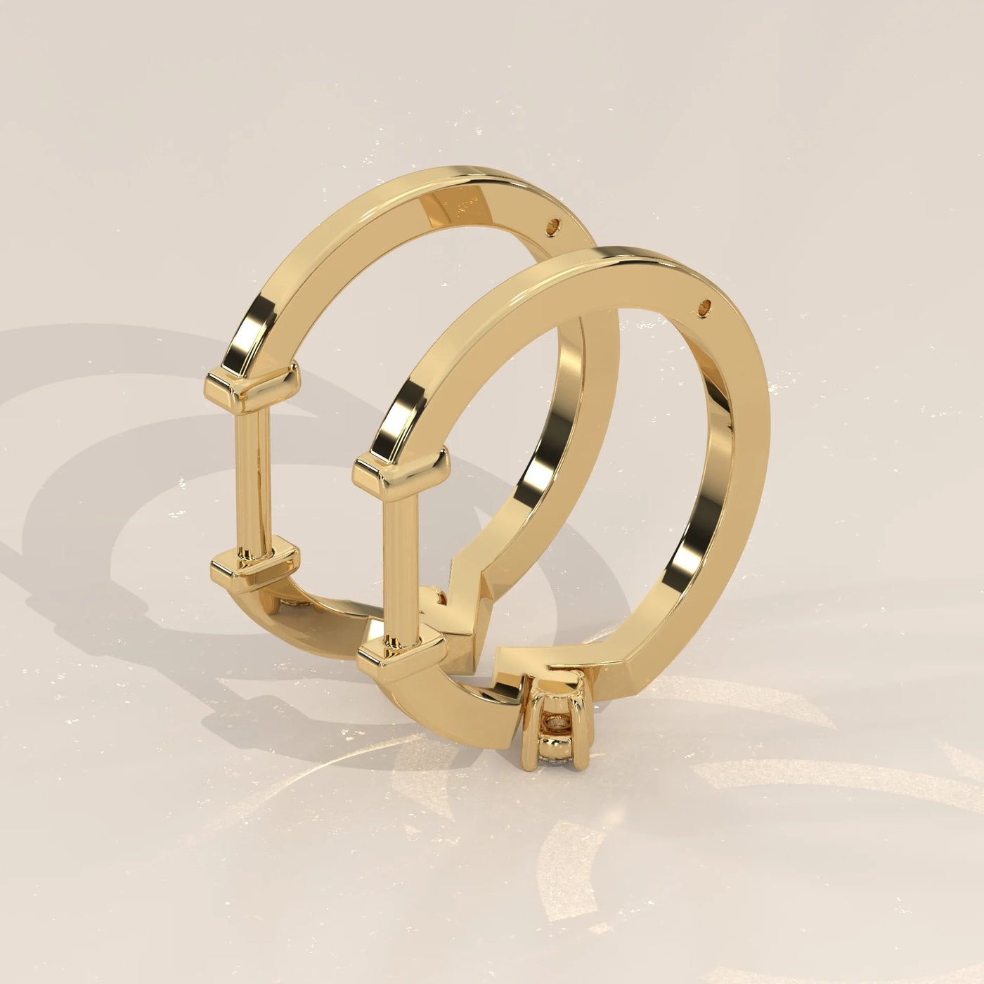 Angle View: Round Diamond Huggie Hoop Earrings with Solitaire Setting in Yellow Gold – Lab Grown – Driona Jewels