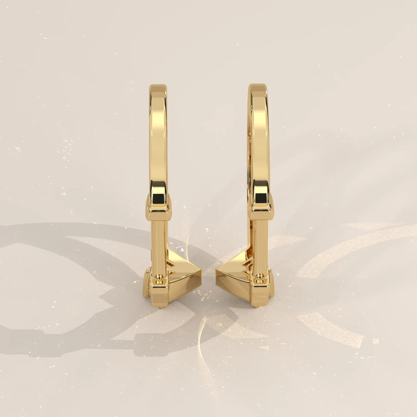 Side Profile: Round Diamond Huggie Hoop Earrings with Solitaire Setting in Yellow Gold – Lab Grown – Driona Jewels
