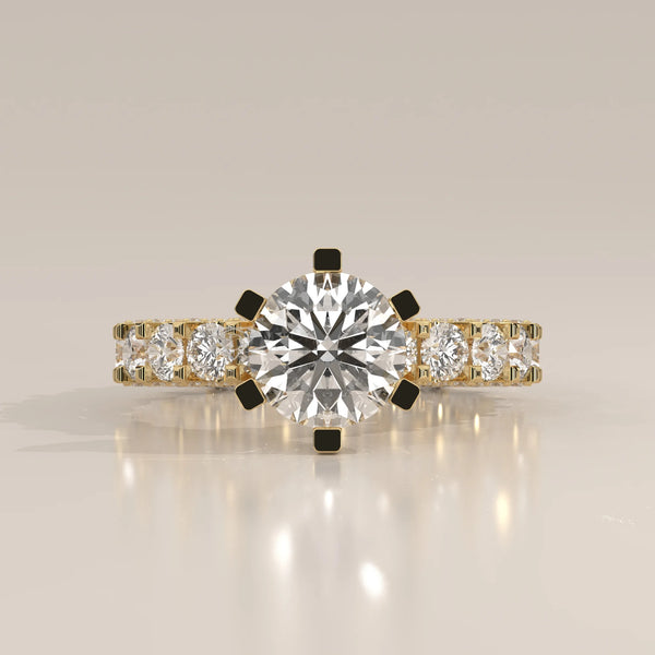 Side Profile: Round Diamond Ring with Solitaire Setting in Yellow Gold – Lab Grown – Driona Jewels