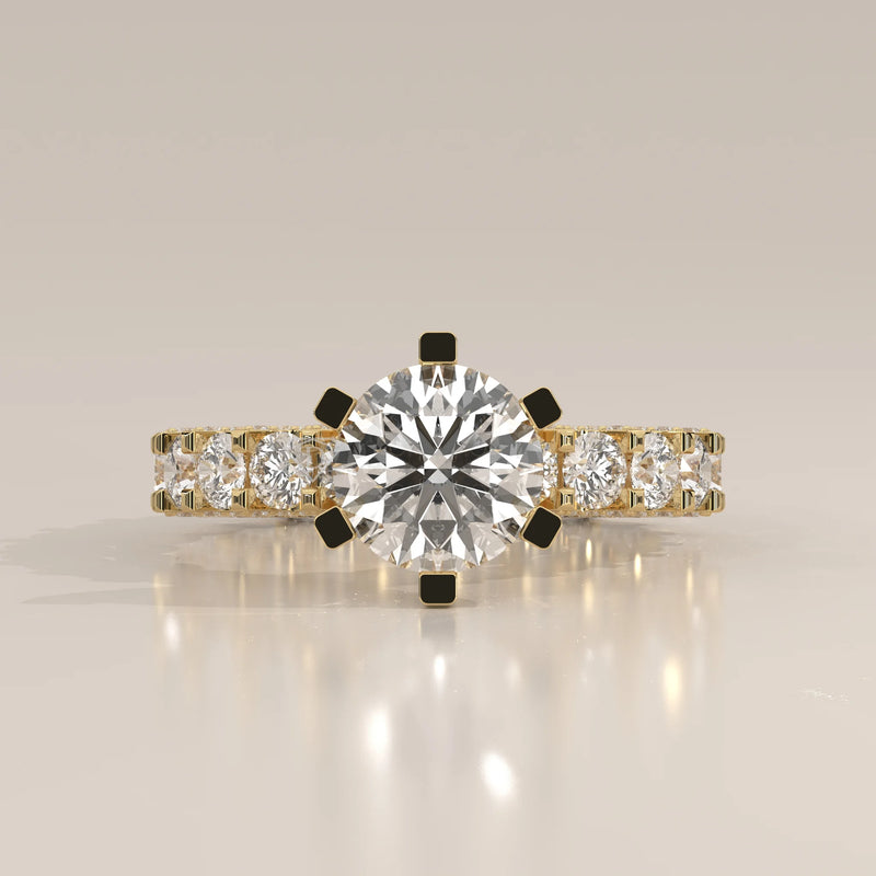 Side Profile: Round Diamond Ring with Solitaire Setting in Yellow Gold – Lab Grown – Driona Jewels