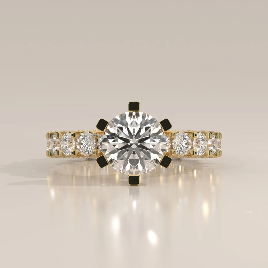 Side Profile: Round Diamond Ring with Solitaire Setting in Yellow Gold – Lab Grown – Driona Jewels