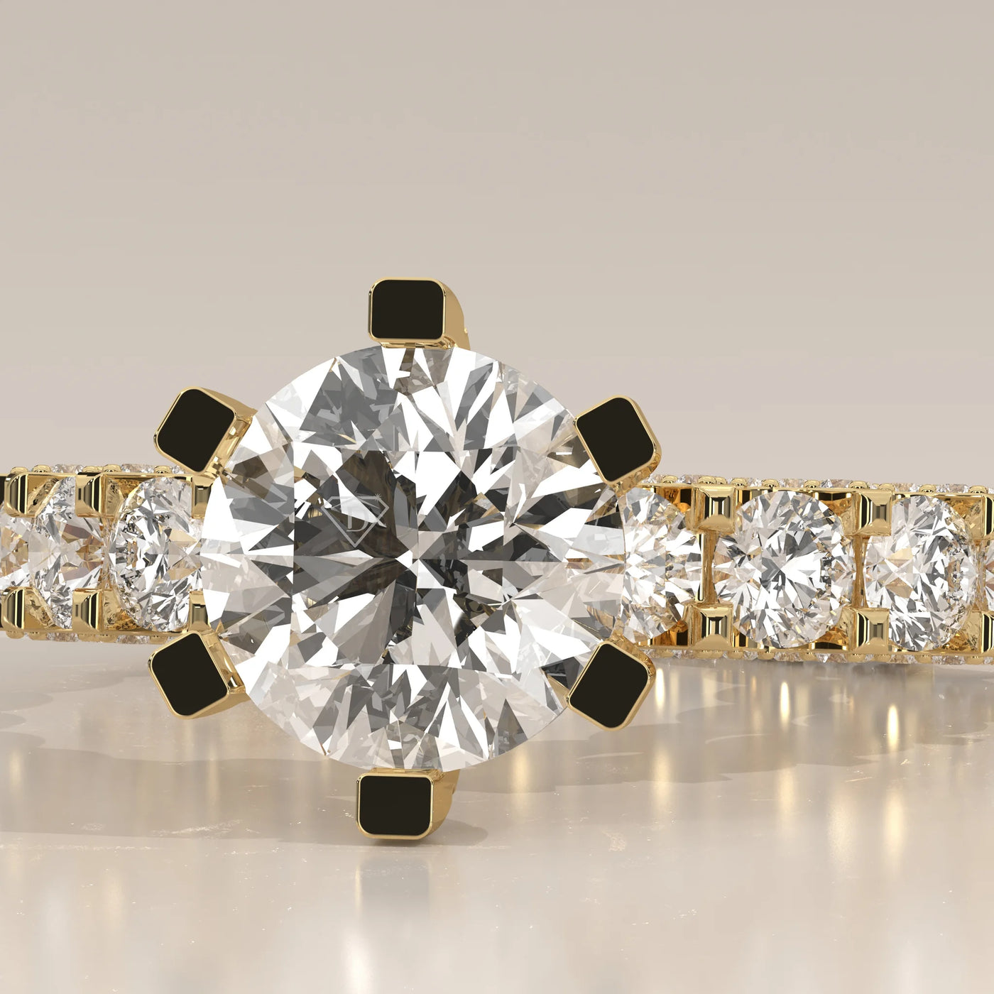 Stone Detail: Round Lab Grown Diamonds in Solitaire Setting – Yellow Gold – Driona Jewels